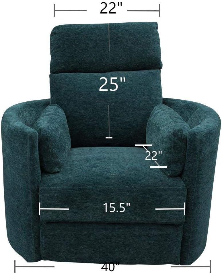 Contemporary Peacock Blue Leather Swivel Recliner Chair