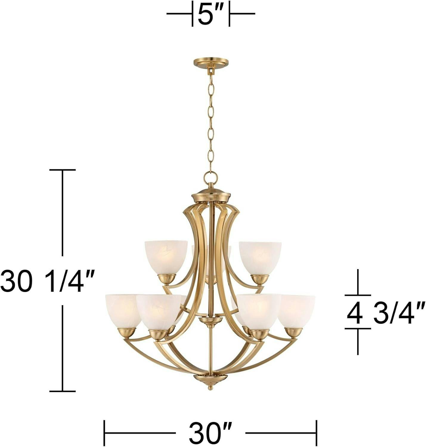Milbury Soft Gold 30" Two-Tiered White Glass Chandelier