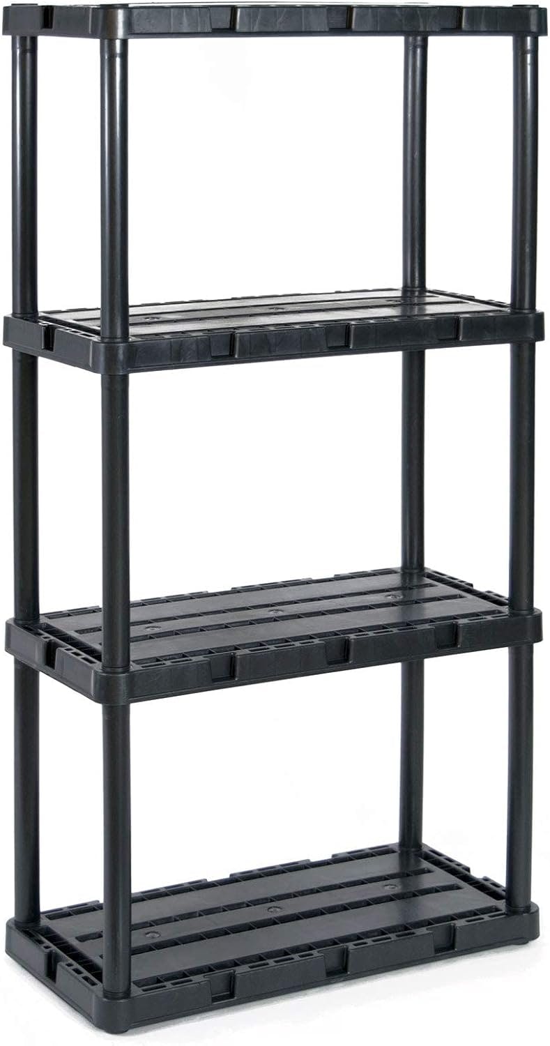 Versatile 24'' Black Plastic 4-Shelf Storage Organizer