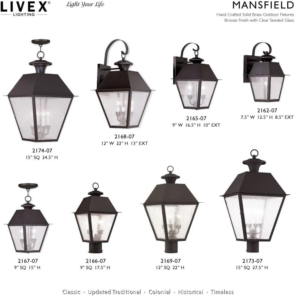 Elegant Mansfield Black Seeded Glass 3-Light Outdoor Wall Lantern