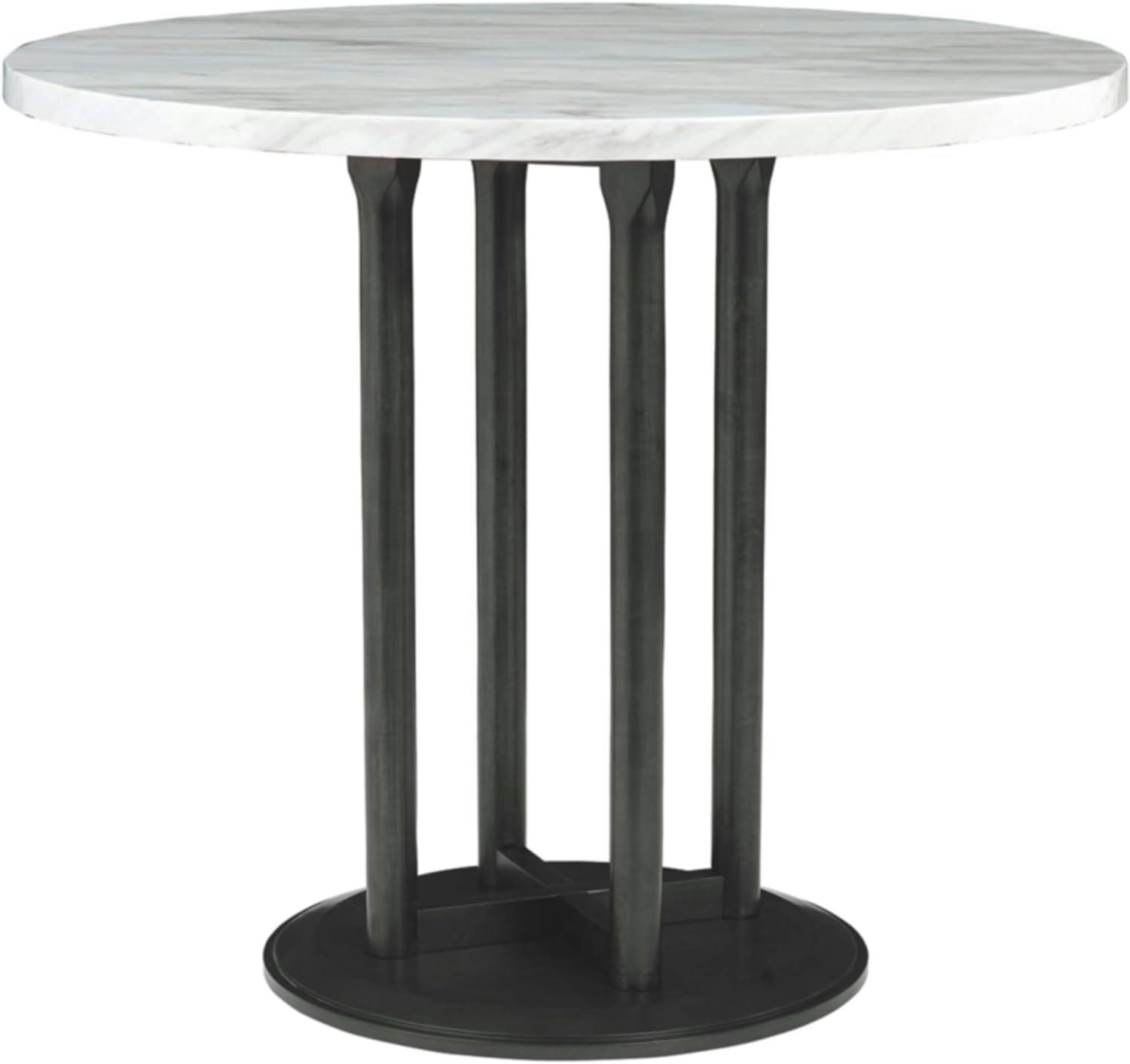 Transitional Carrara Marble 42" Round Counter-Height Table in Brown