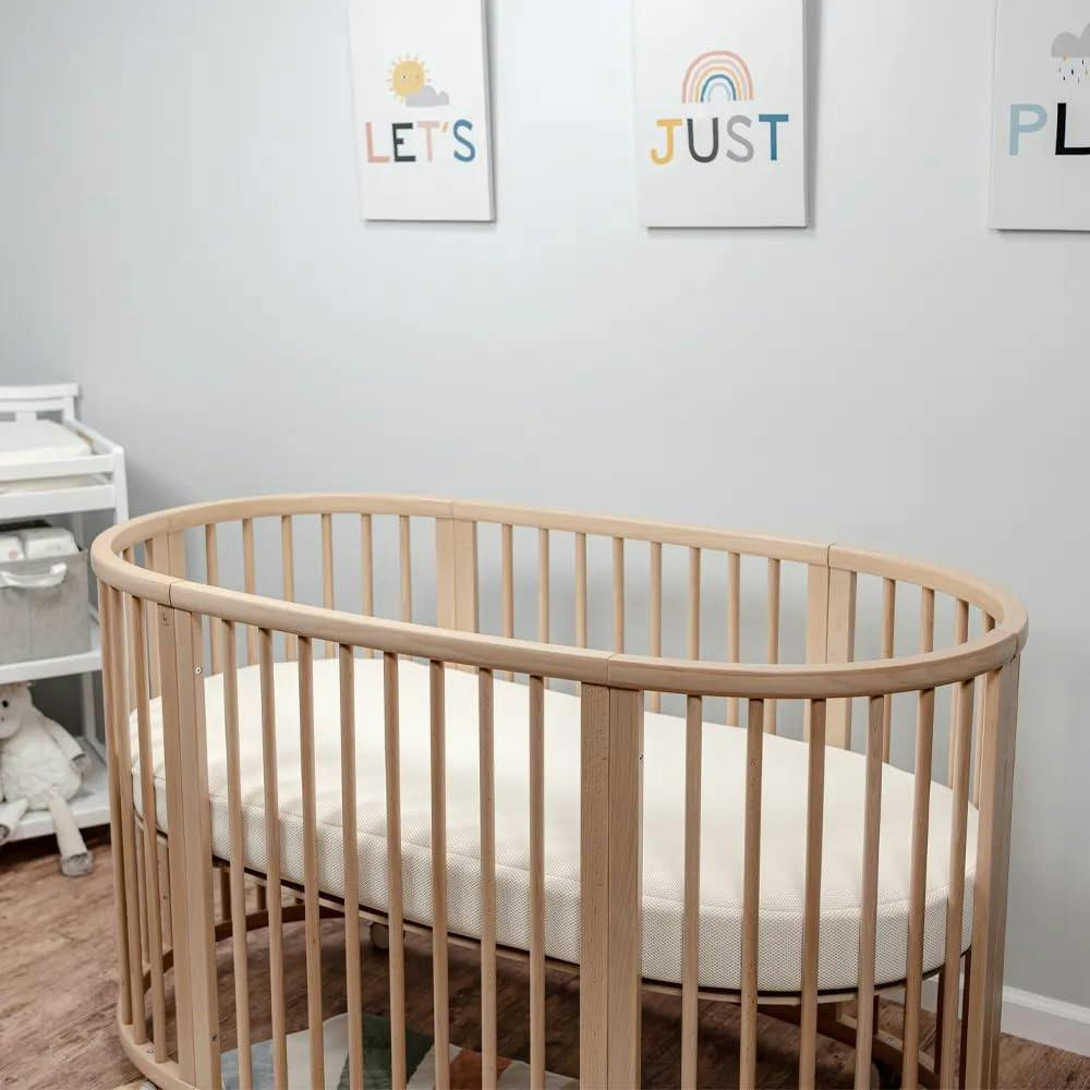 EcoPure Organic Cotton Oval Crib Mattress - Waterproof, Hypoallergenic Toddler Bed