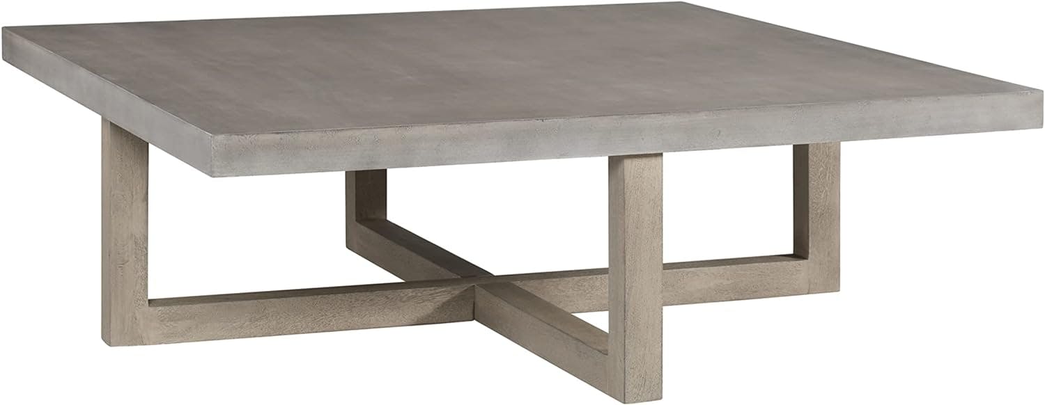 Lockthorne Contemporary Gray Marble & Wood 52'' Square Lift-top Coffee Table