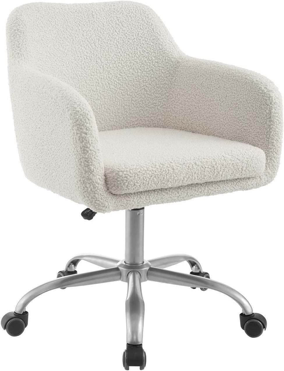 Contemporary Sherpa Swivel Office Chair in White