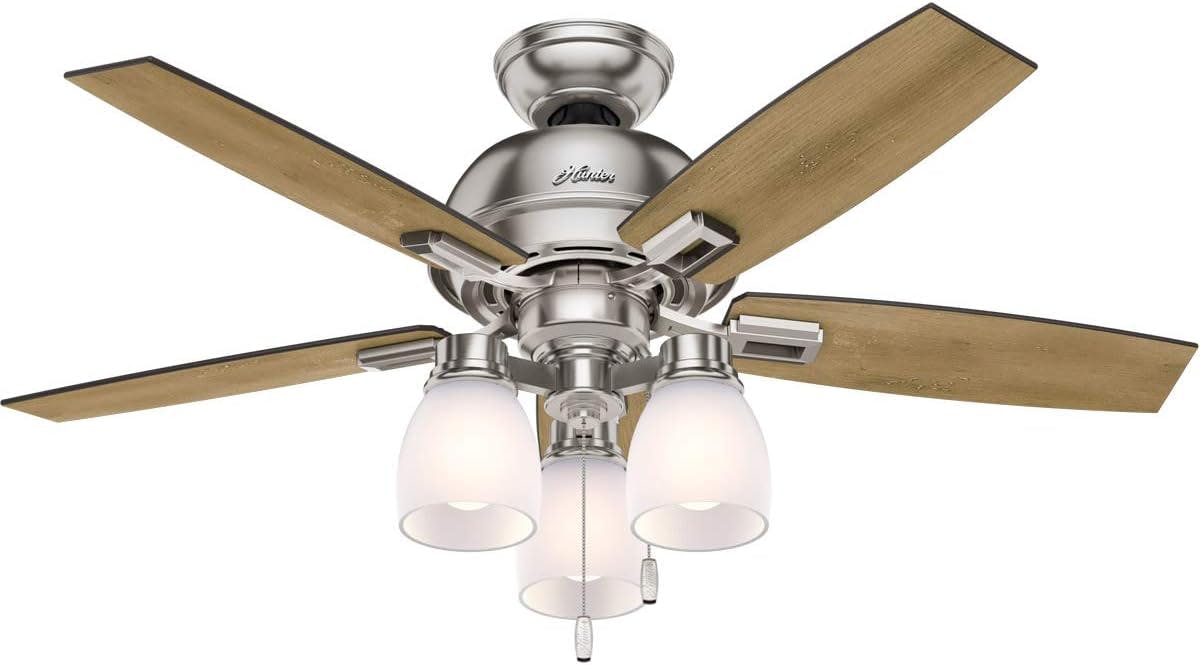 Donegan 44" Brushed Nickel Ceiling Fan with LED Light and Reversible Blades