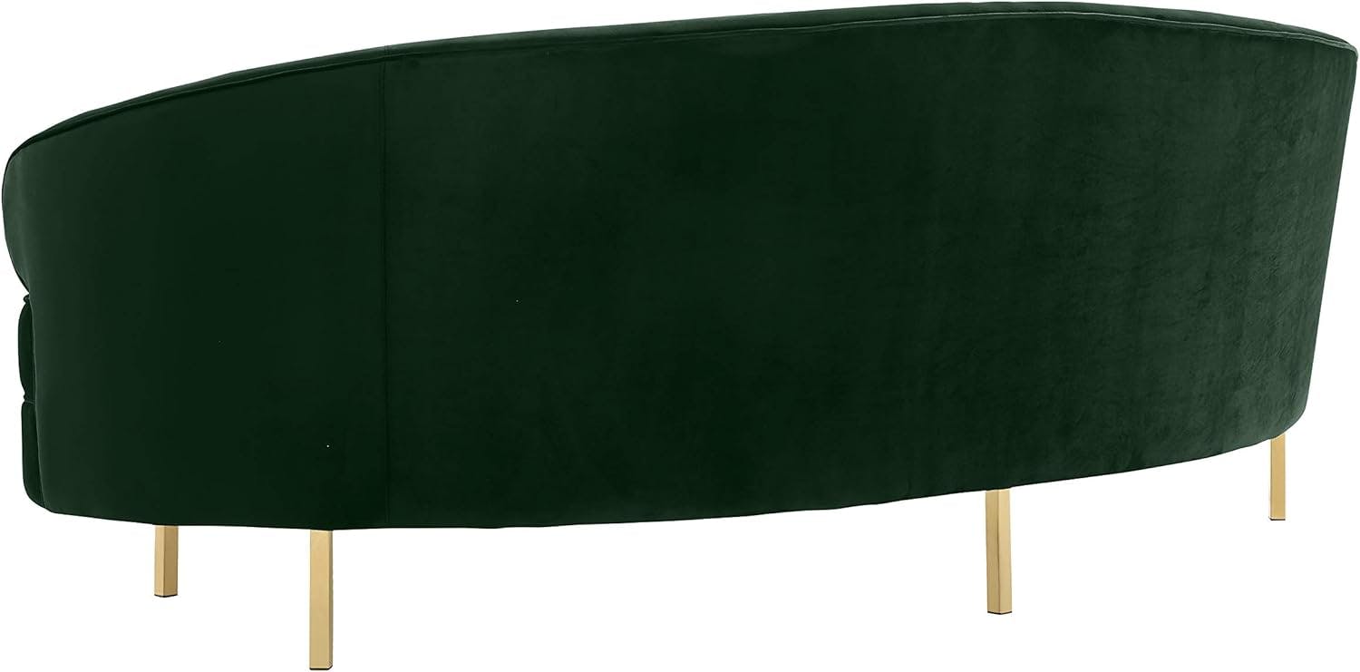 Elegant Baila Green Velvet 89" Sofa with Gold Stainless Steel Legs