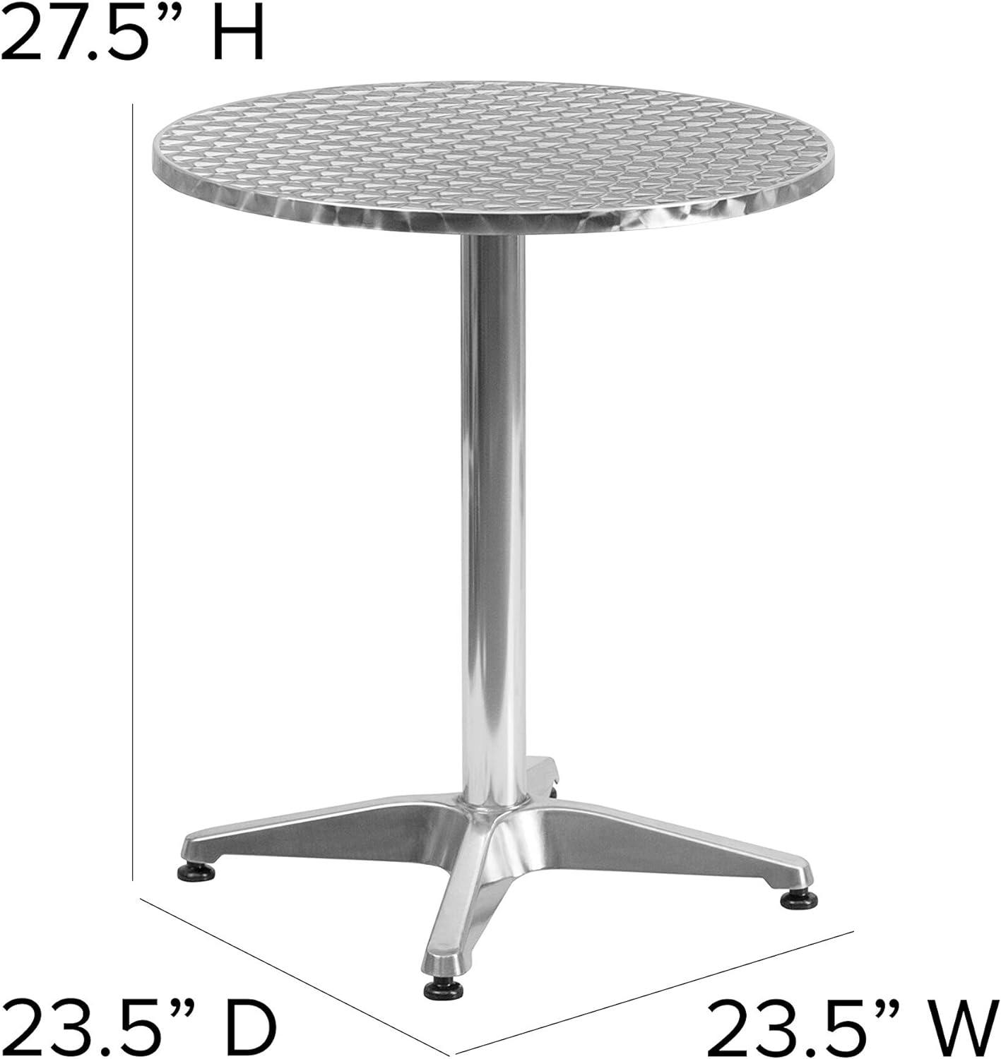 Sleek 23.5'' Round Stainless Steel Top Indoor-Outdoor Dining Table