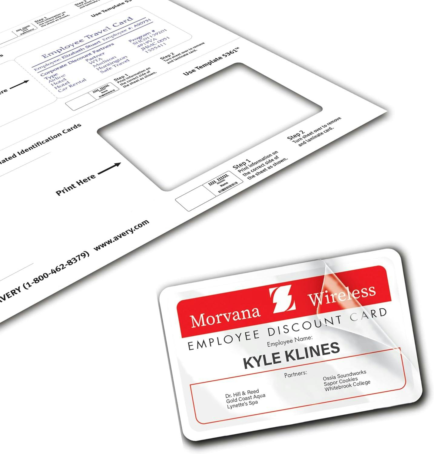 Elegant White Self-Laminating Printable ID Badge Set - 30 Cards