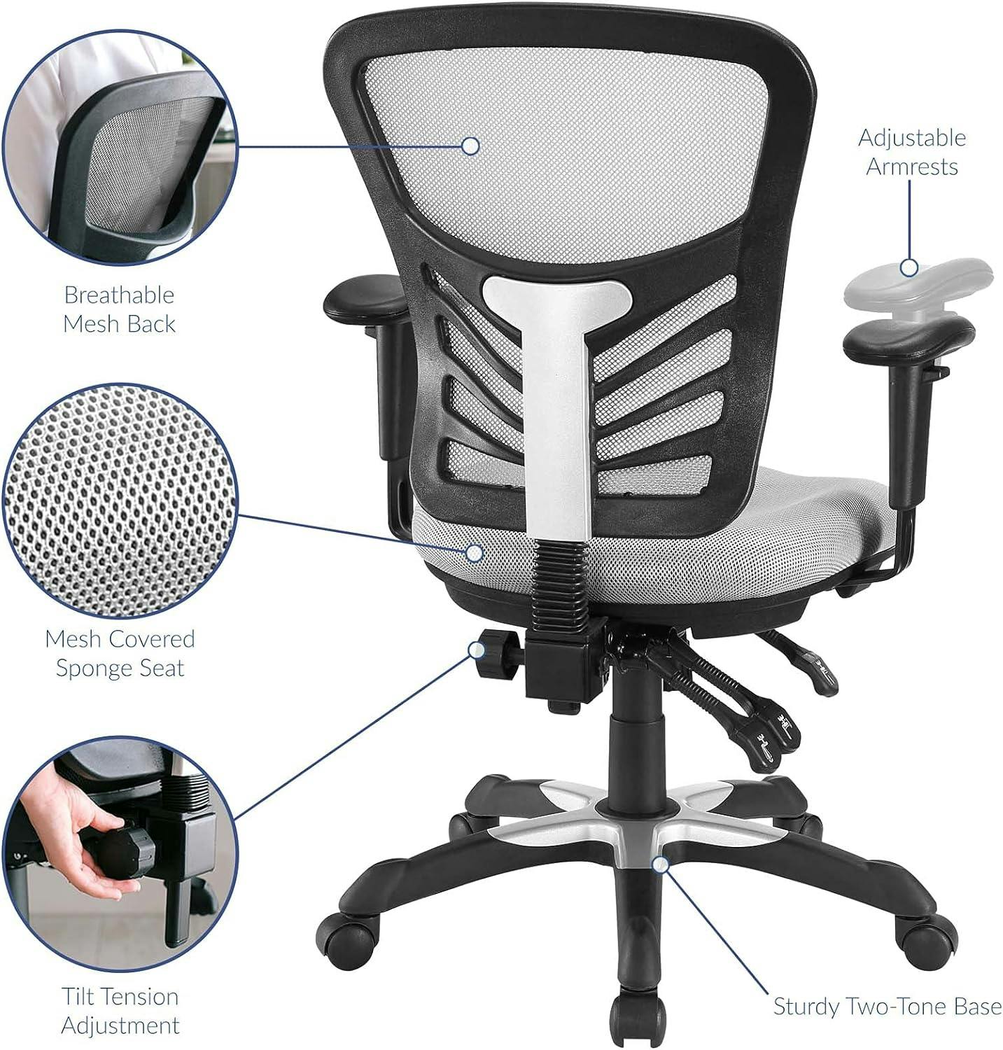 ErgoFlex Gray Mesh & Vinyl Adjustable Office Chair with Swivel