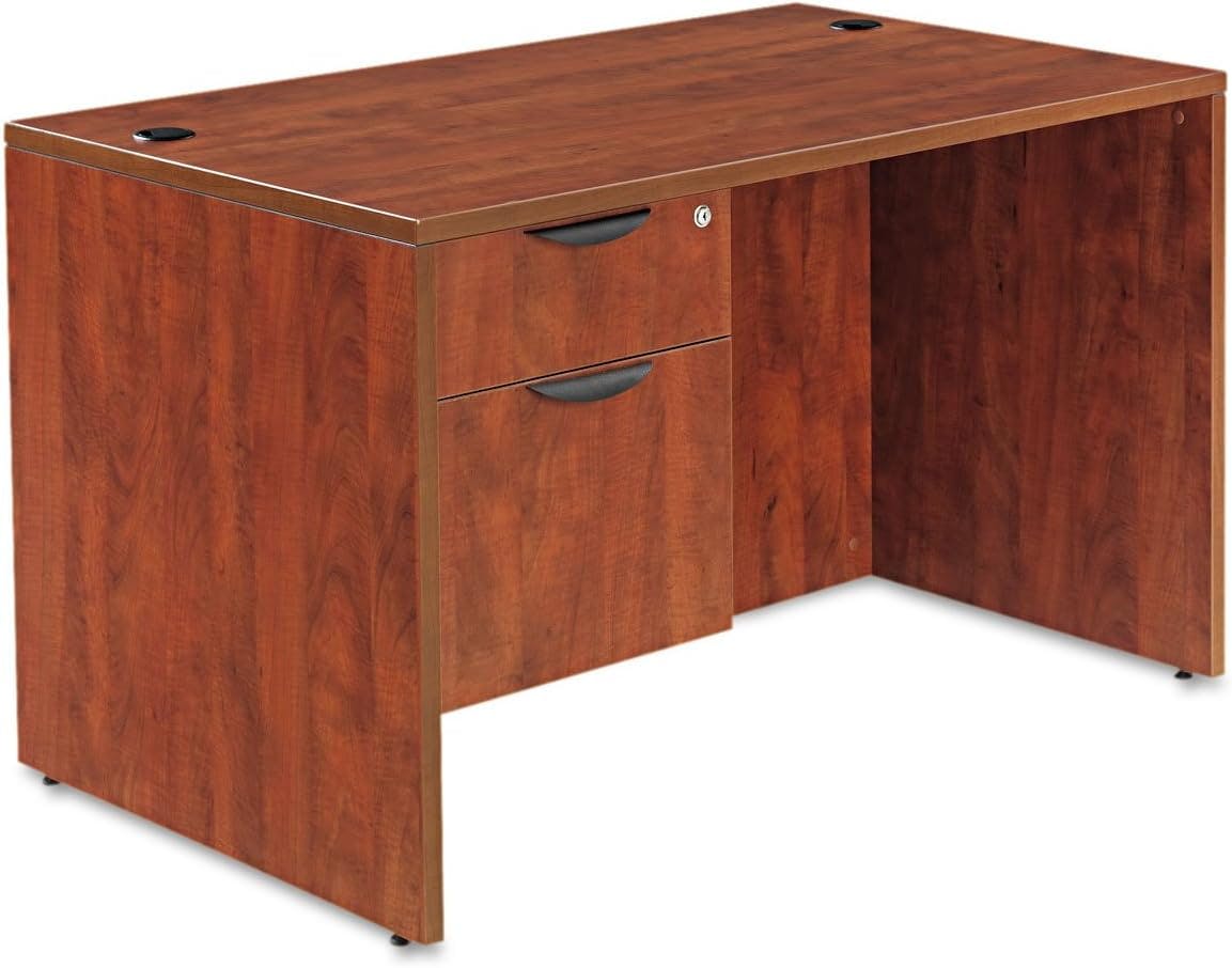 Valencia Medium Cherry Wood Desk Shell with Filing Cabinet, 47.25"