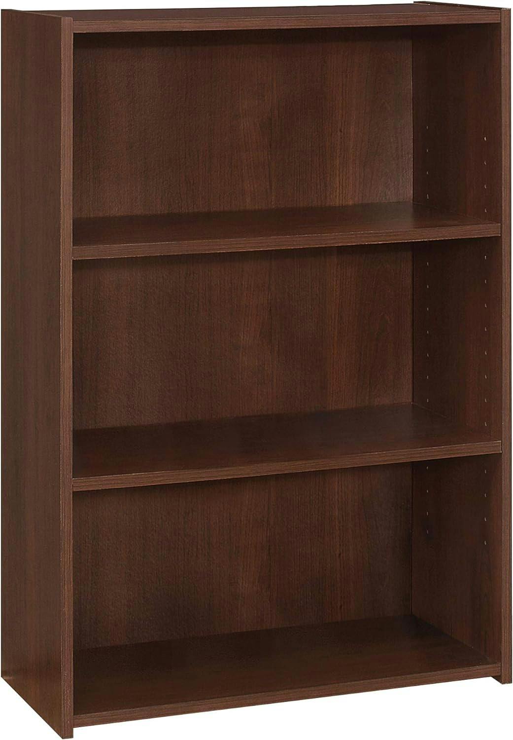 Cherry Laminate Adjustable 3-Shelf Bookcase 36"H
