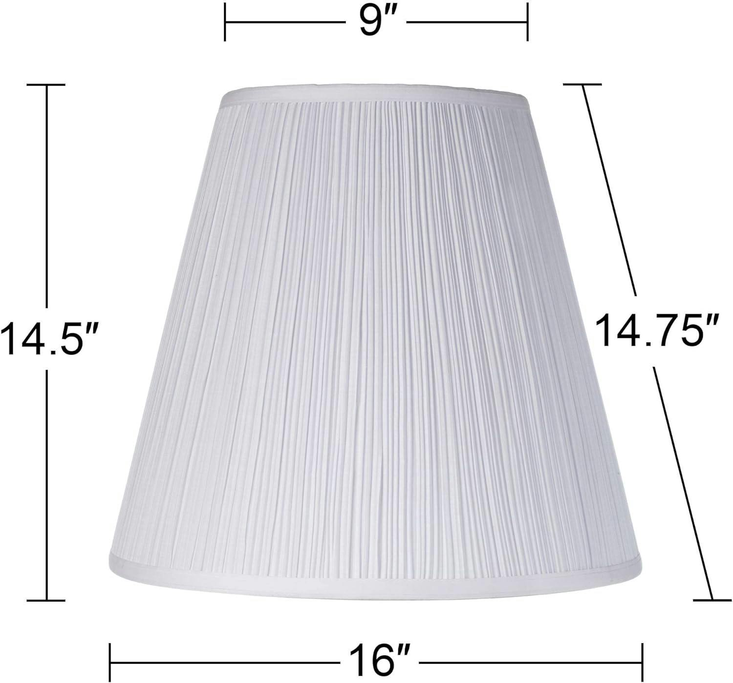 Set of 2 Traditional White Pleated Empire Lamp Shades 9"x16"