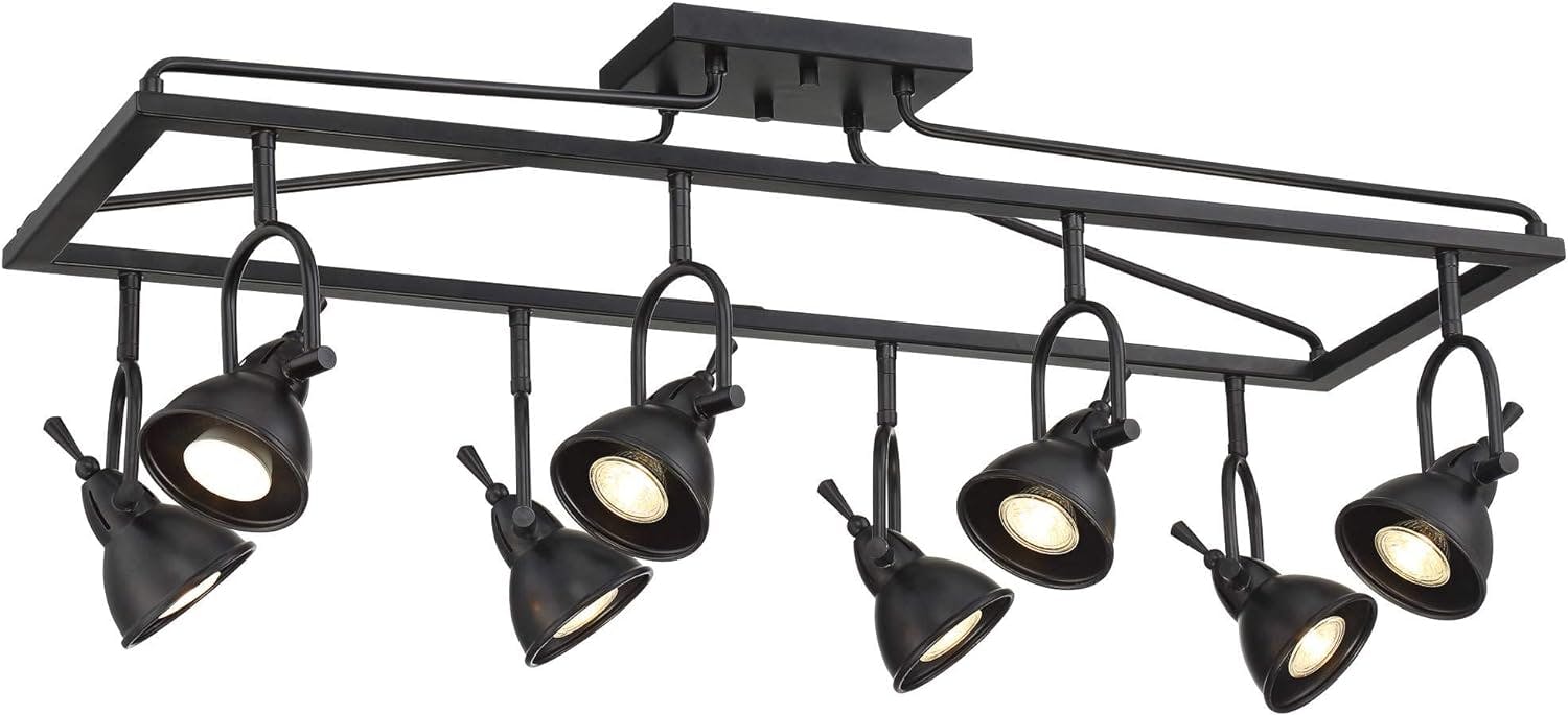 Kane 8-Head LED Swivel Cage Track Light in Brown Bronze Finish
