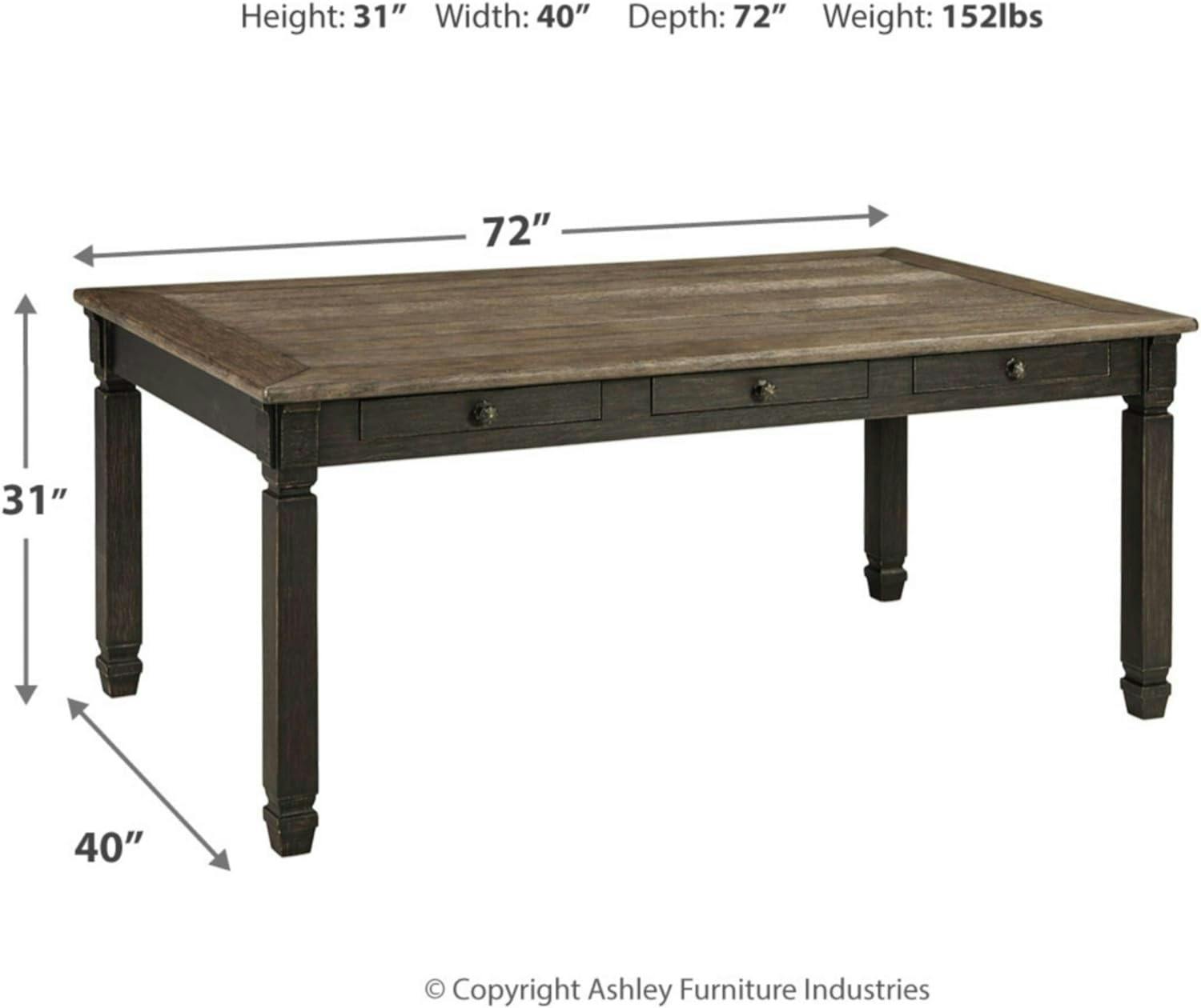 Tyler Creek Farmhouse Black and Gray Rectangular Dining Table with Storage