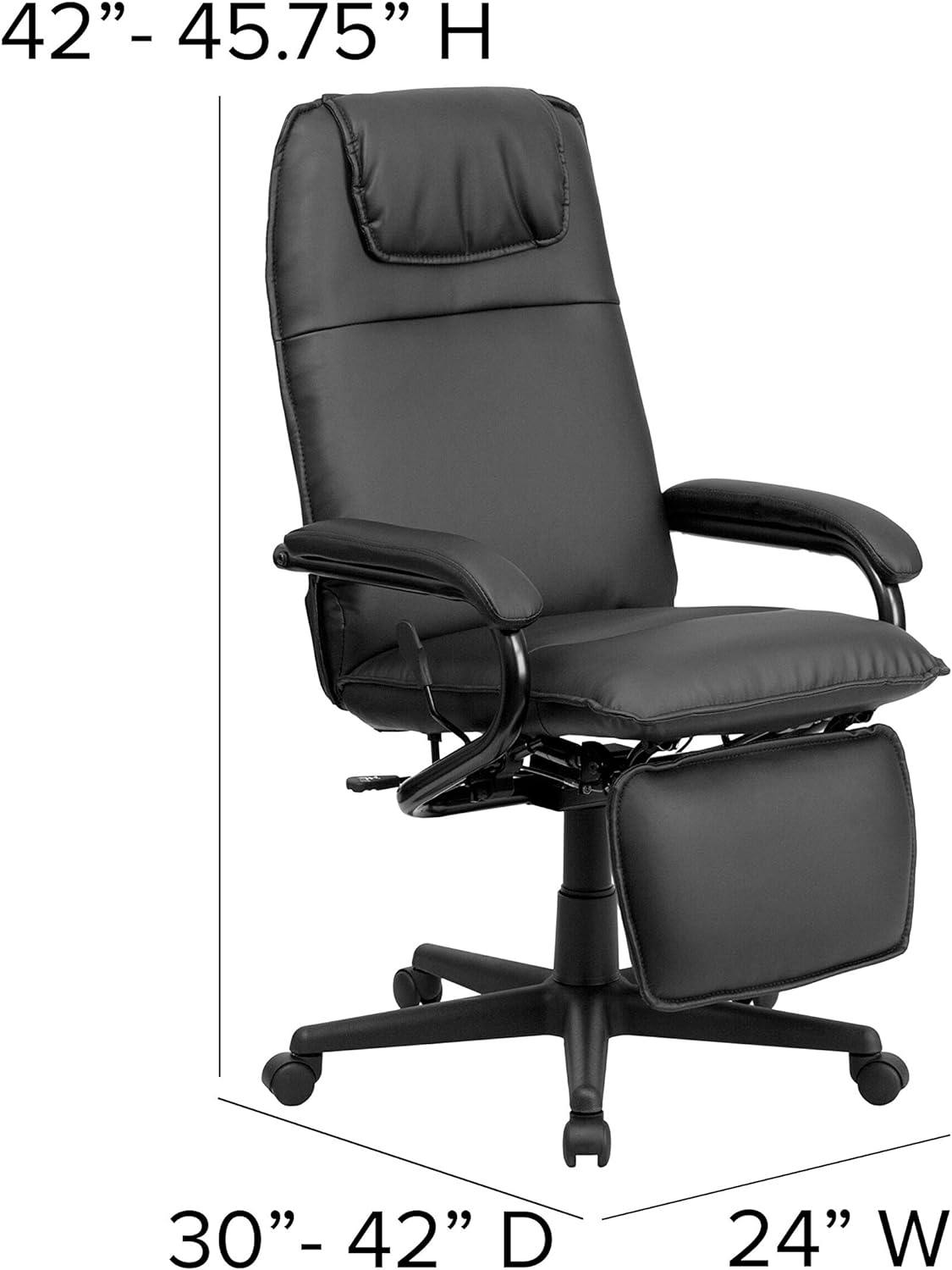 Elegance Executive High Back Swivel Chair with LeatherSoft and Adjustable Footrest, Black