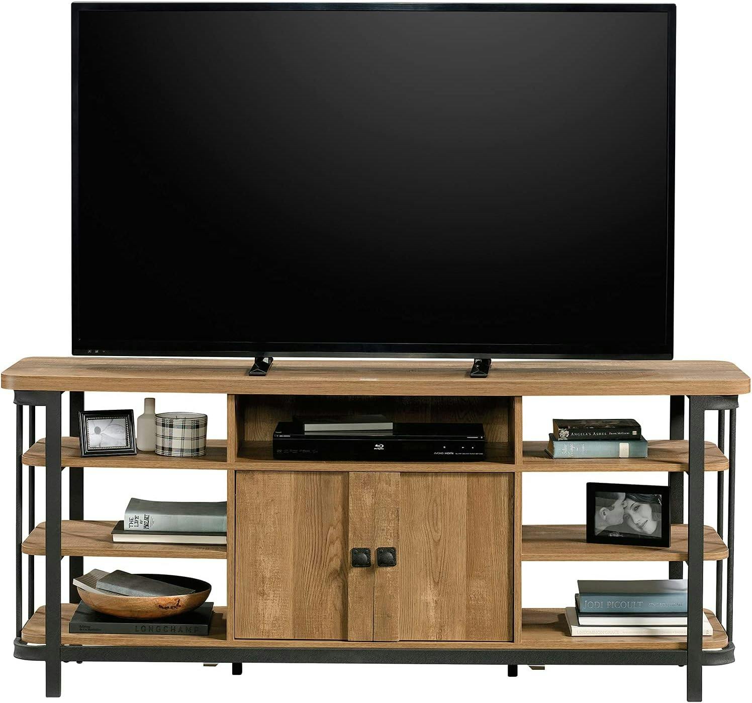 Etched Oak 59'' Industrial TV Credenza with Adjustable Shelf