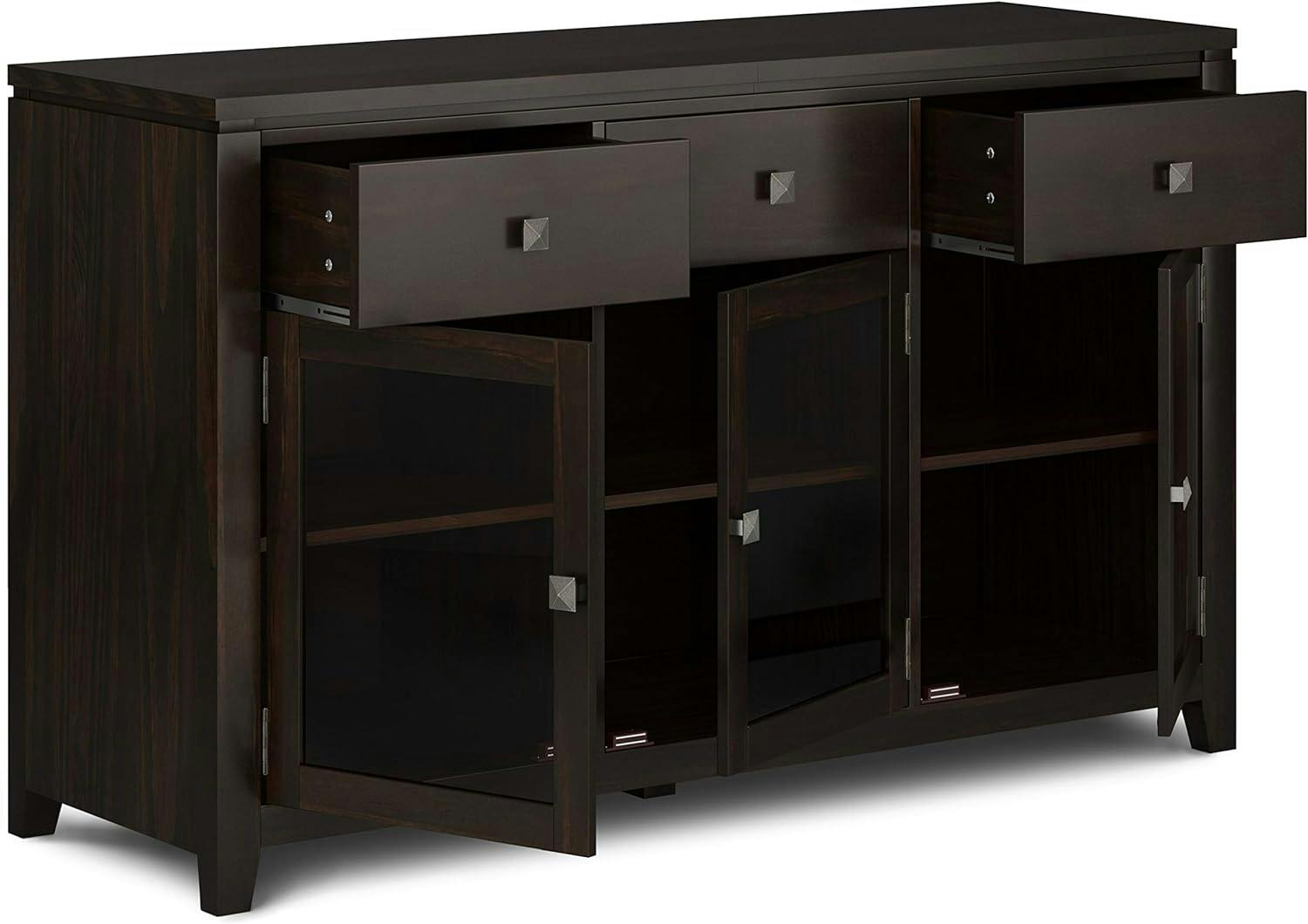 Cosmopolitan Mahogany Solid Wood 54" Wide Contemporary Sideboard Buffet