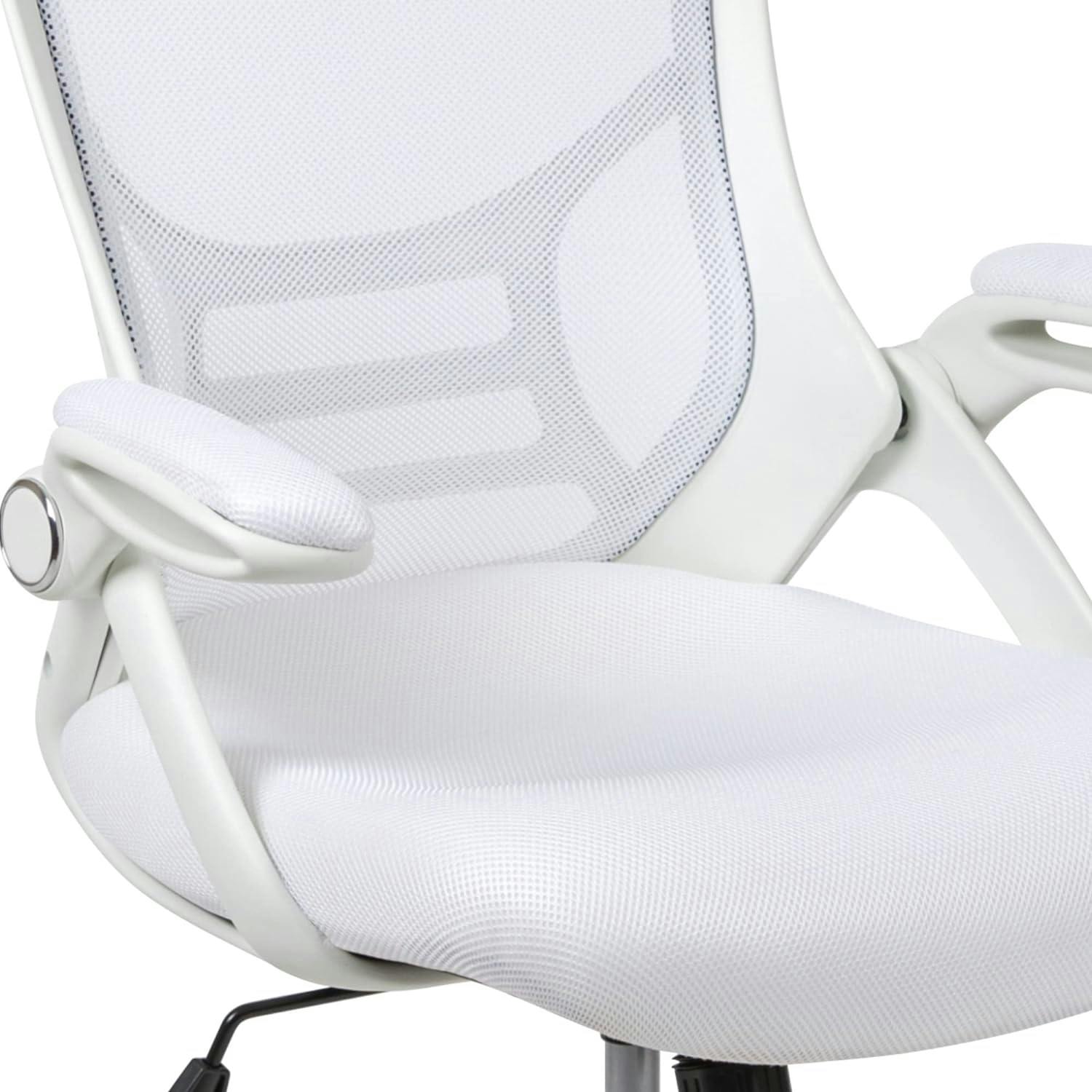 White High-Back Ergonomic Mesh Swivel Office Chair with Adjustable Arms
