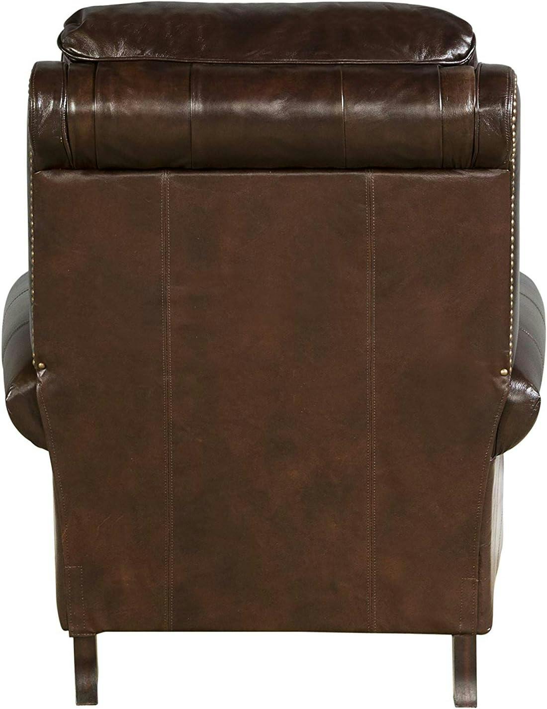 Contemporary Churchill Brown Leather Recliner with Espresso Wood Legs