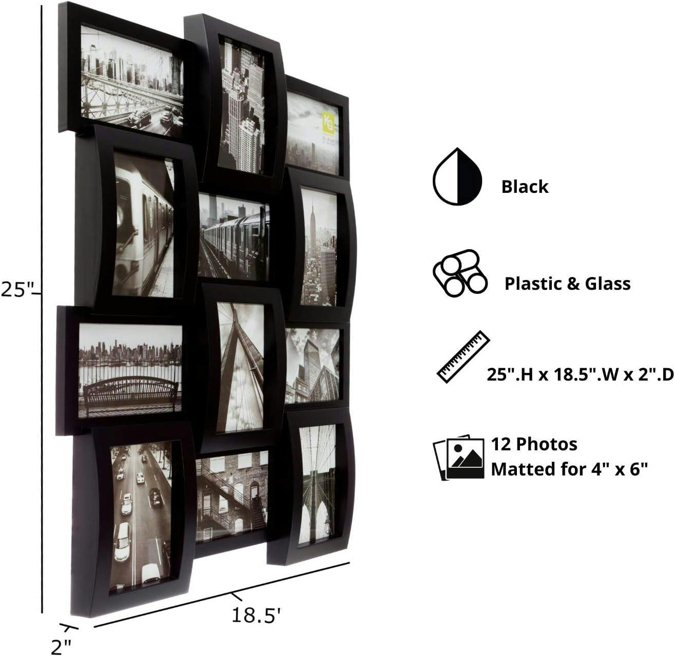 Classic 12-Photo Black Rectangular Wall Collage Frame