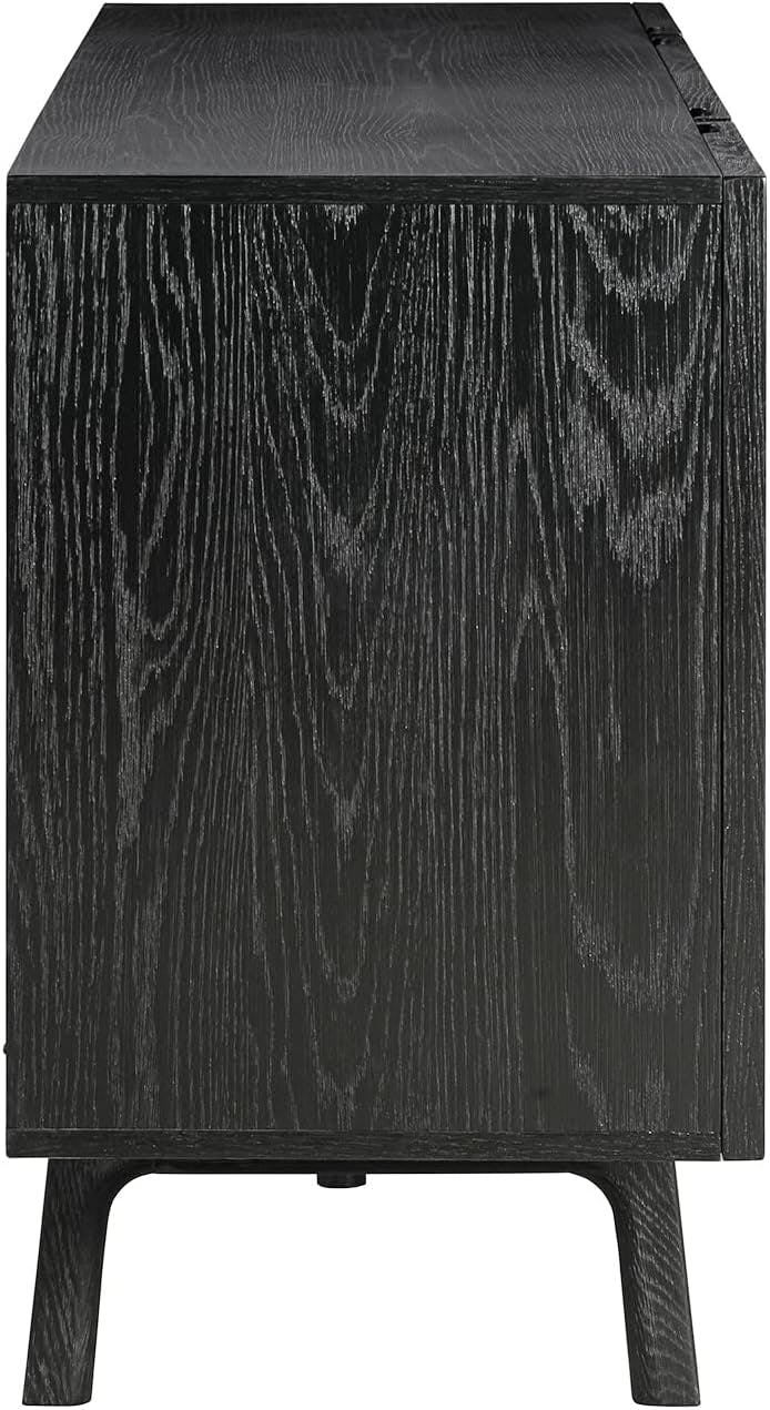 Holland Modern Black Brushed Oak 4-Door Sideboard Buffet