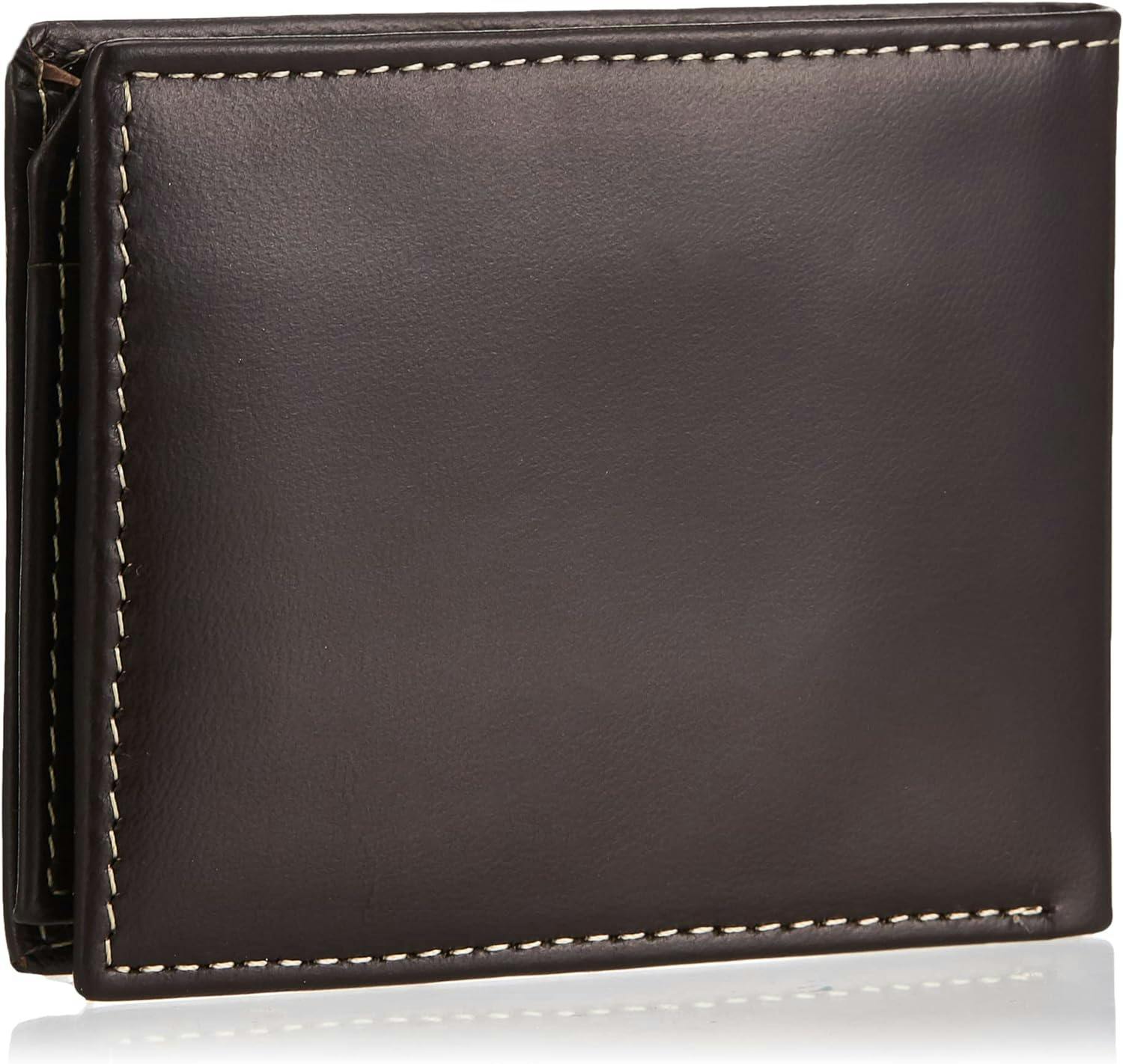 Rugged Brown Leather Slim Bifold Men's Wallet with Flip Pocket