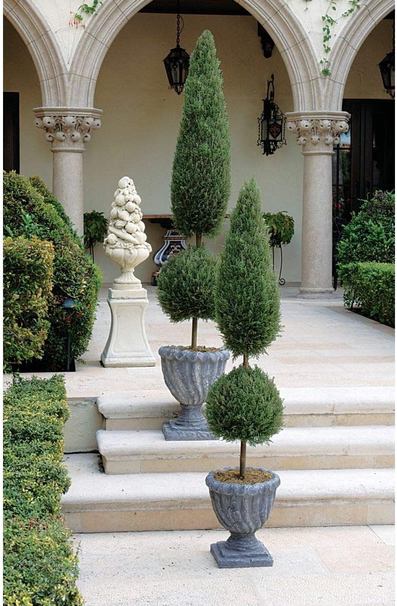 Everlasting Boxwood Topiary in Stone-Finish Resin Urn, 56" High