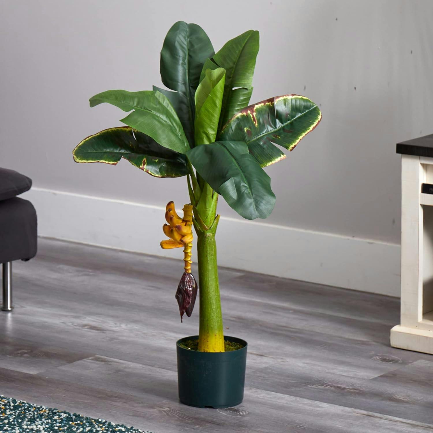 Lush Green 37" Faux Banana Tree in Silk and Plastic Pot