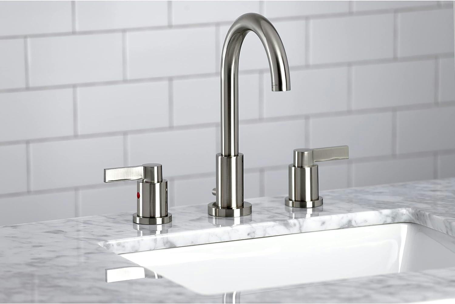 Elegant NuvoFusion 8" Widespread Bathroom Faucet in Brushed Nickel