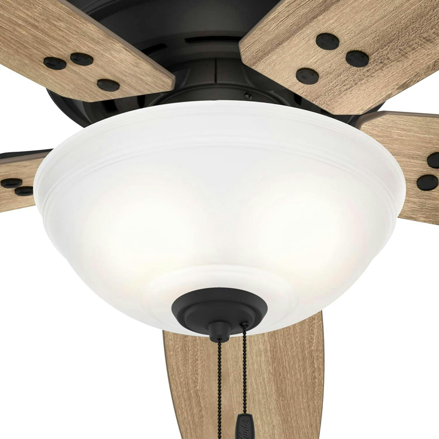 Rustic 60" Matte Black Ceiling Fan with LED Light & WhisperWind Motor