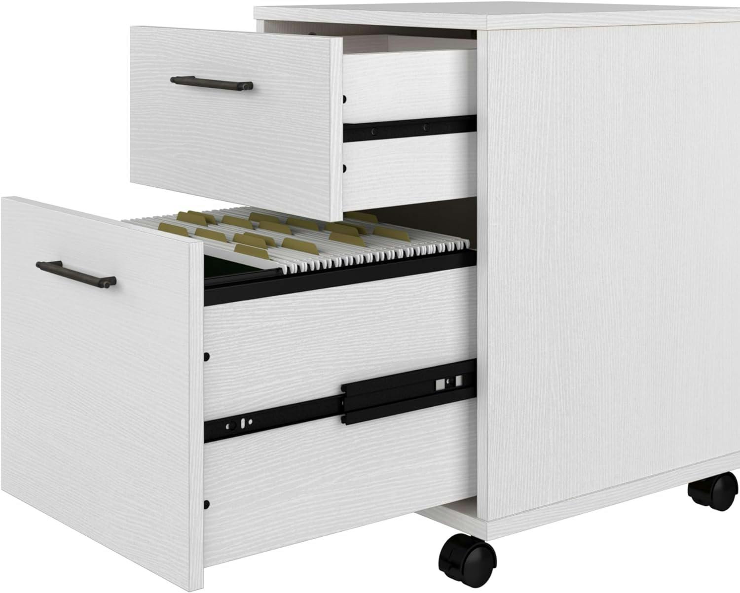 Pure White Oak Mobile Pedestal File Cabinet with Locking Casters