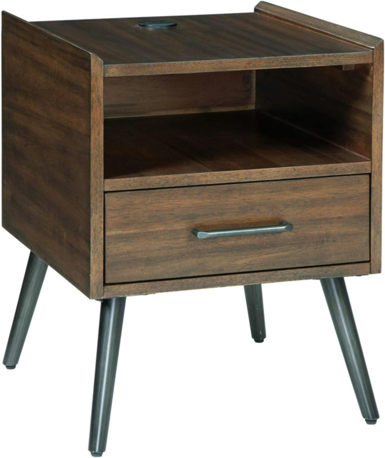 Calmoni Contemporary Black-Brown Square End Table with Storage