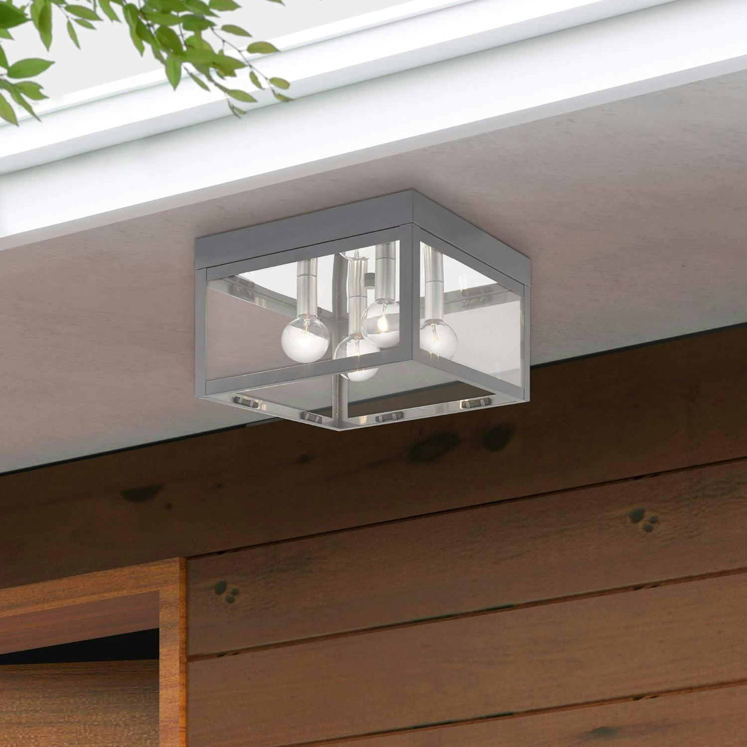 Nyack Square Black Outdoor Ceiling Mount with Clear Glass