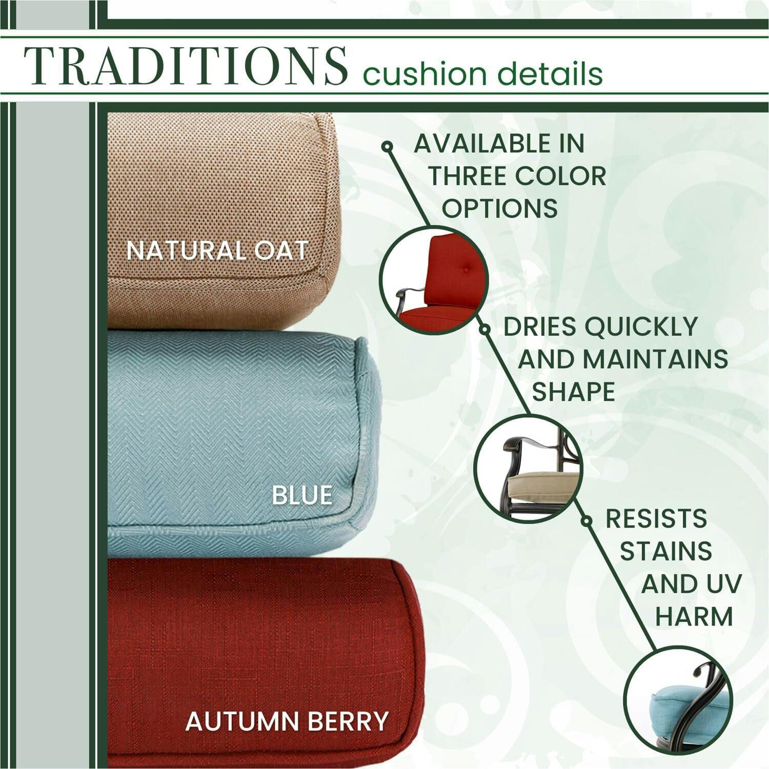 Elegant Traditions 3-Piece Cast Aluminum Swivel Bistro Set with Blue Cushions