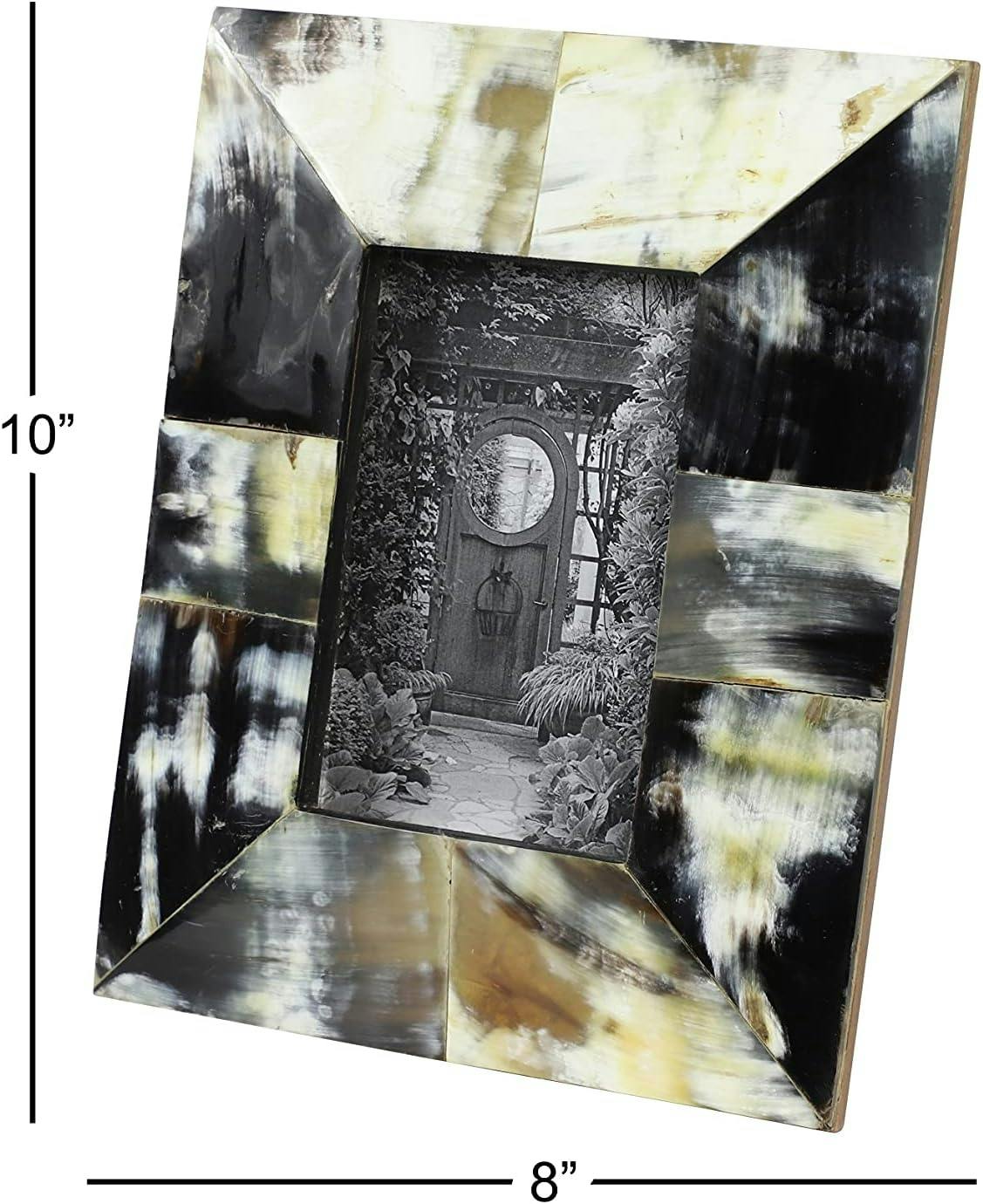 Elegant 8" x 10" Black and Gold Horn Marbled Picture Frame
