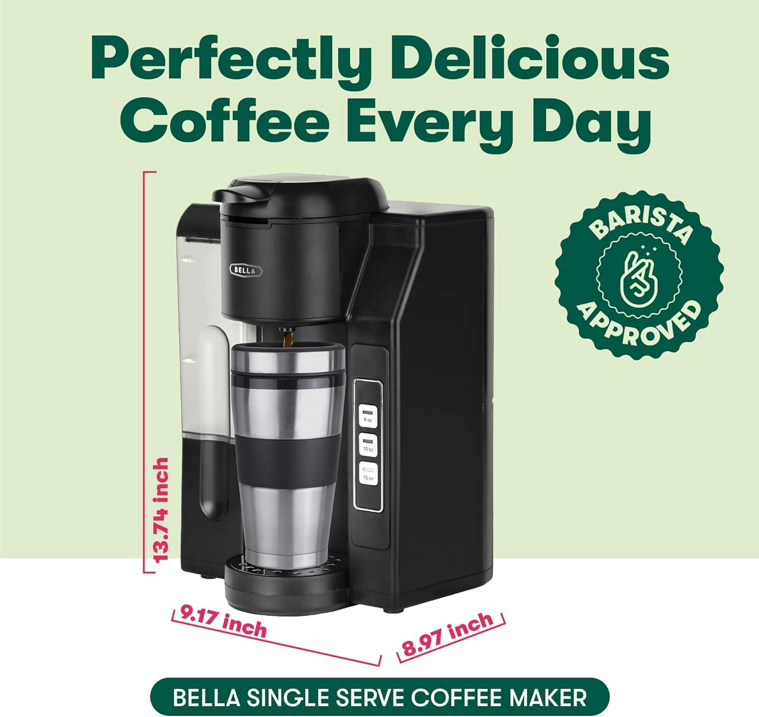 Bella Touchscreen 40oz Stainless Steel Coffee Infuser for Ground or Pod Coffee