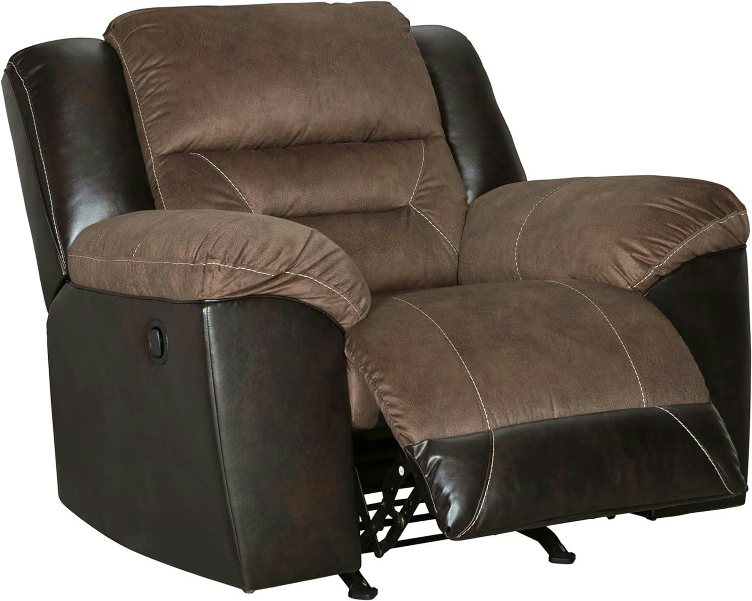 Contemporary 43'' Brown Faux Leather Rocker Recliner