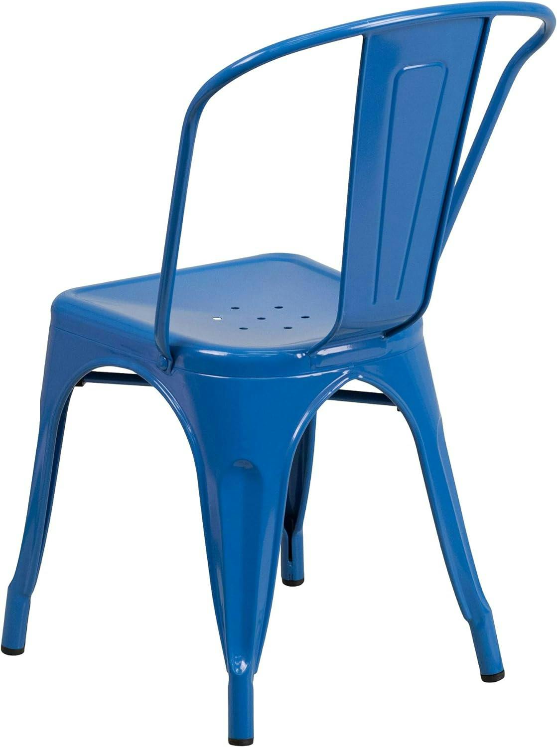 Vintage Bistro Blue Steel Stackable Indoor-Outdoor Chair