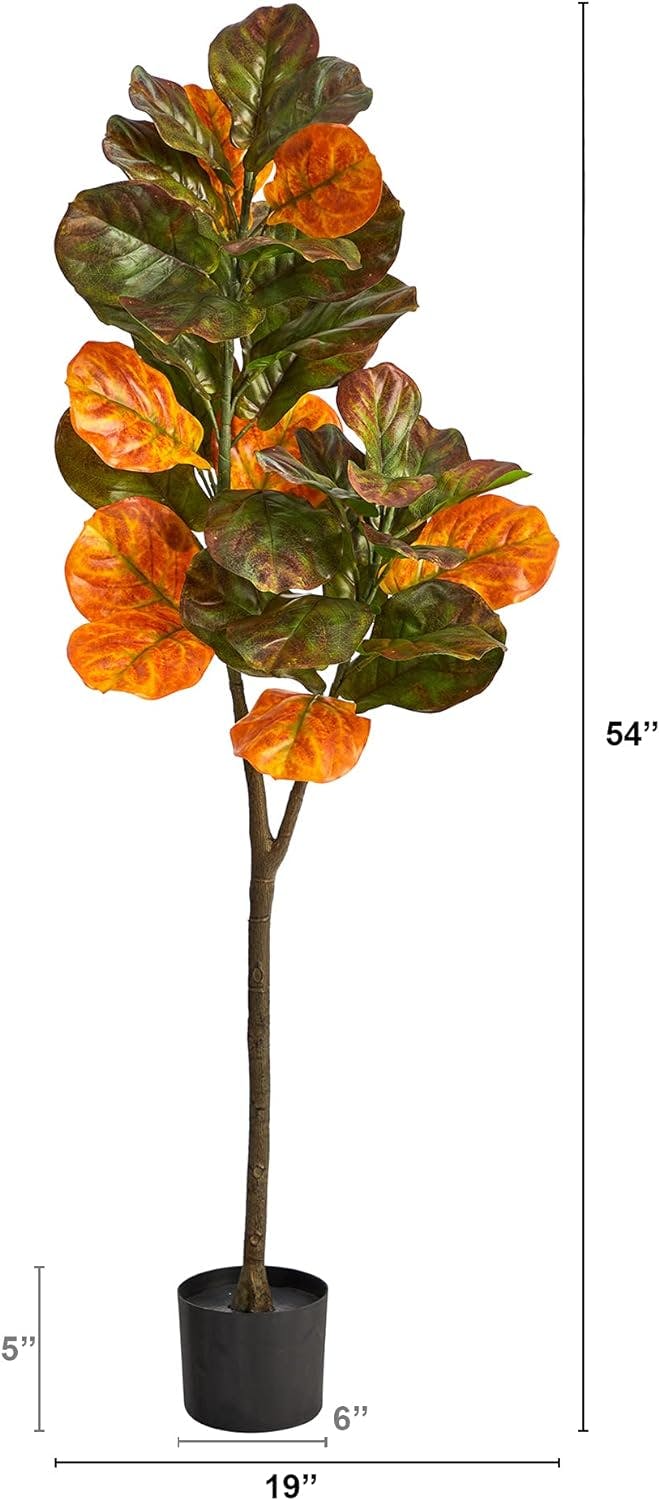 Autumn Bliss 63" Fiddle Leaf Fig Artificial Tree in Nursery Planter