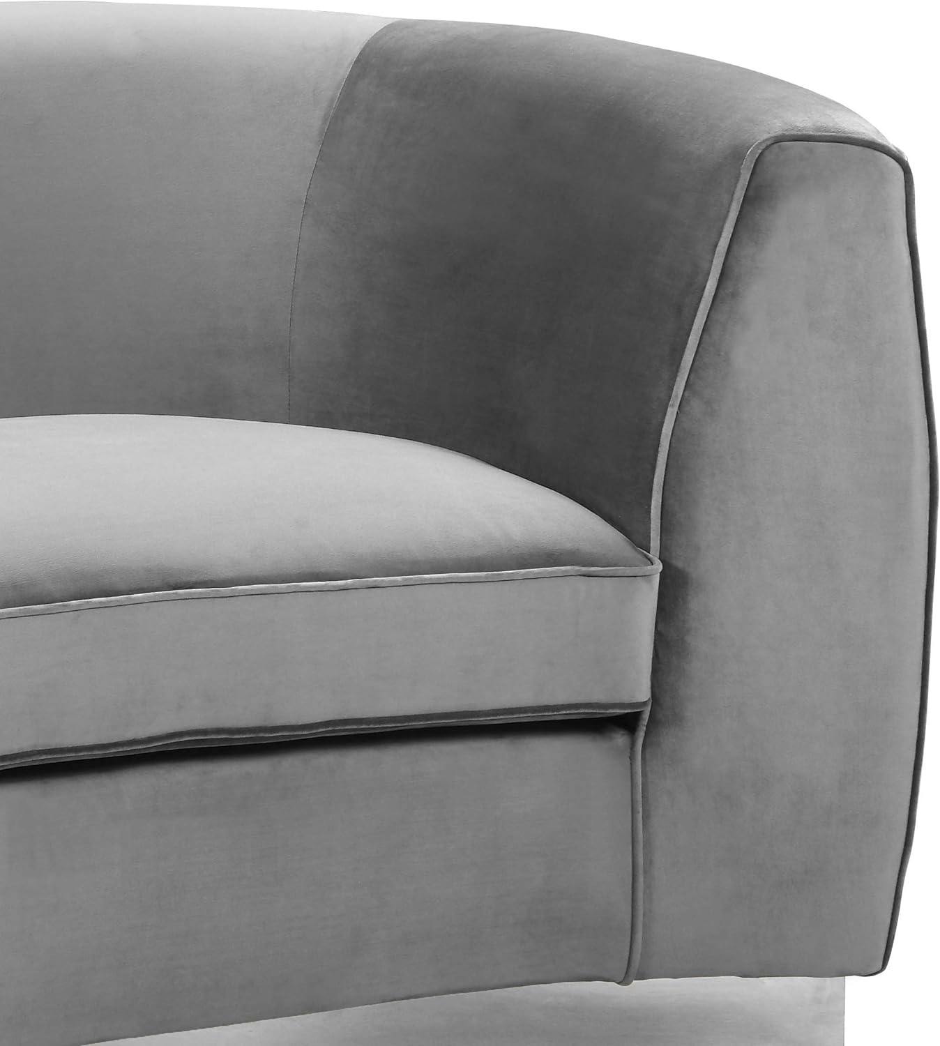 Elegant Gray Velvet Barrel Accent Chair with Wood Frame