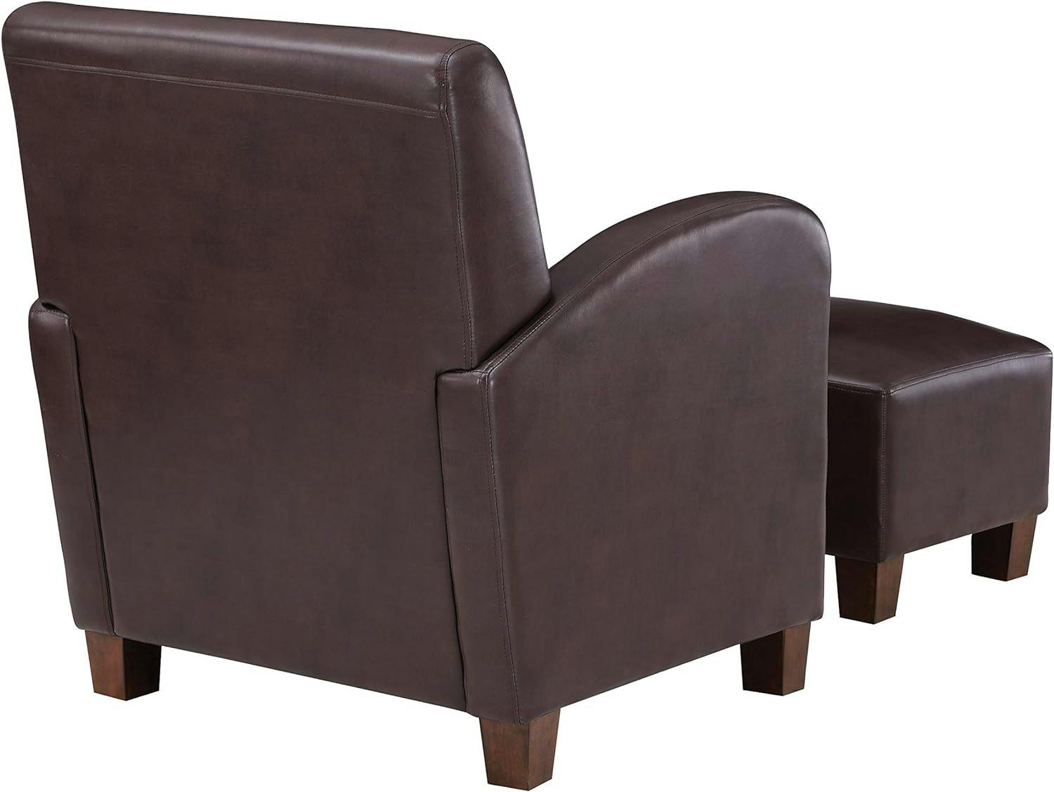 Cocoa Brown Faux Leather Club Chair & Ottoman