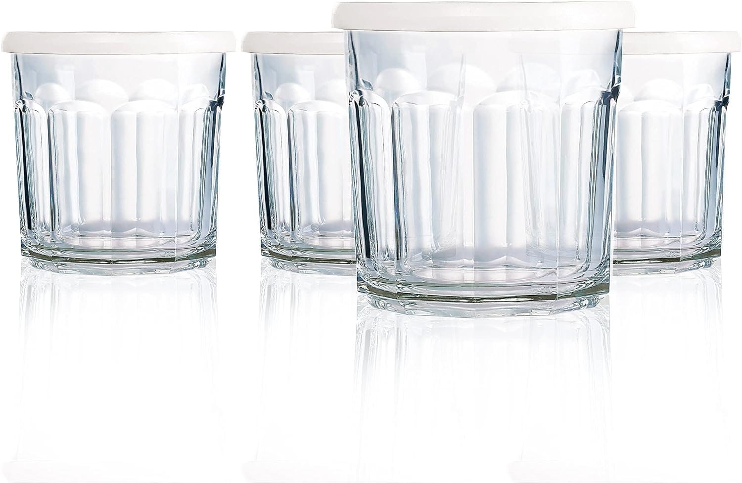 Luminarc 14oz Clear Glass Jar Set with White BPA-Free Lids - Pack of 4
