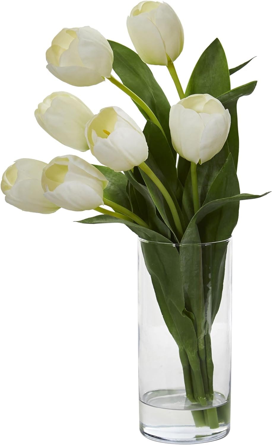 Elegant White Tulip Artificial Arrangement in Minimalist Vase