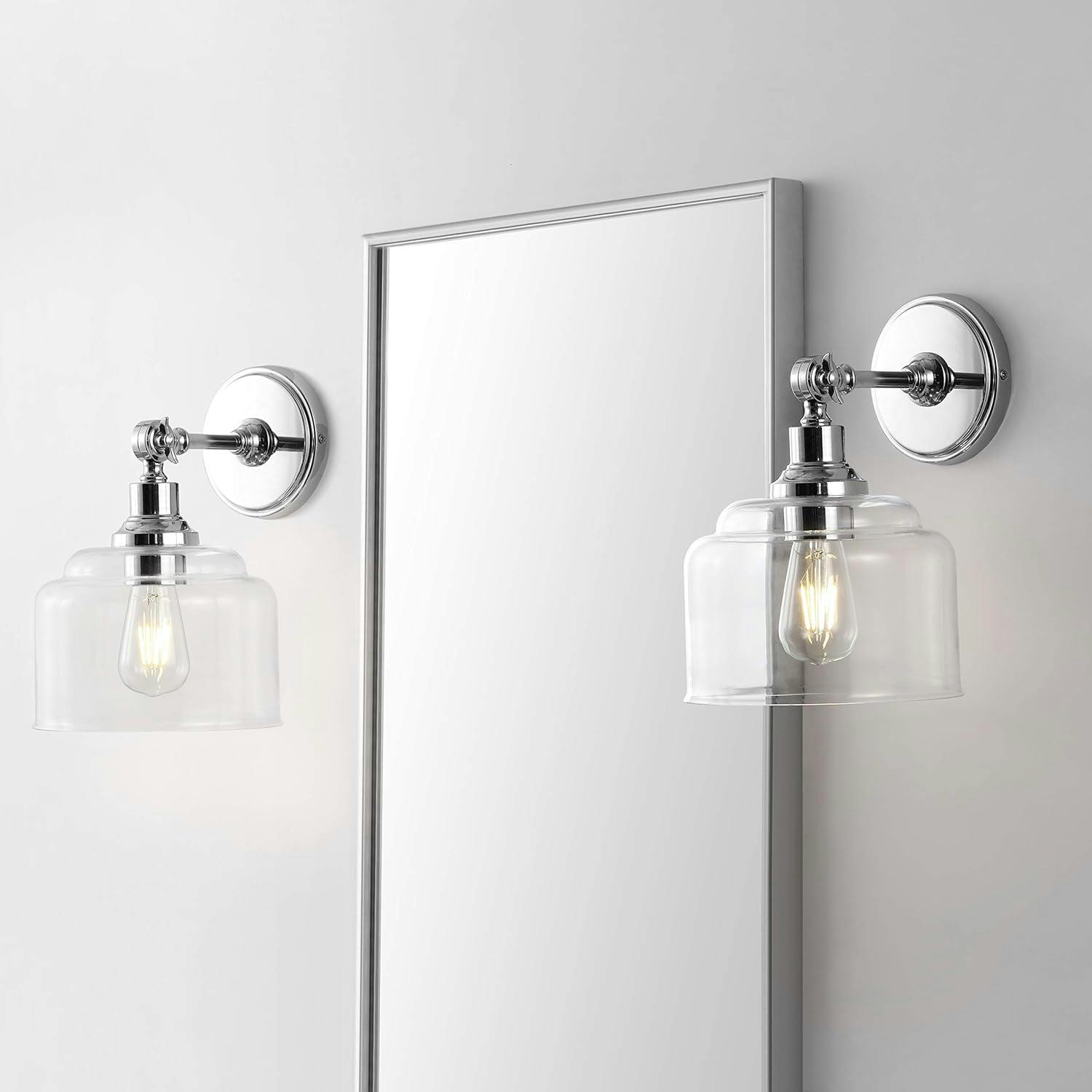 Lansor Chrome Glass Artistic Flow Wall Sconce Set of 2