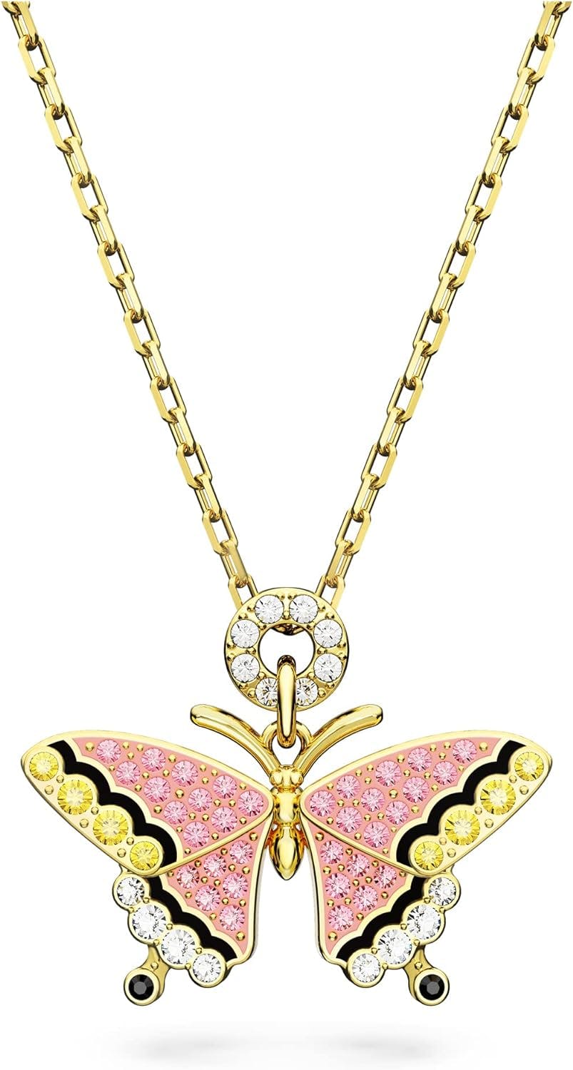 Aurora Crystal Butterfly Pendant in Gold-Tone with Multicolor Wings