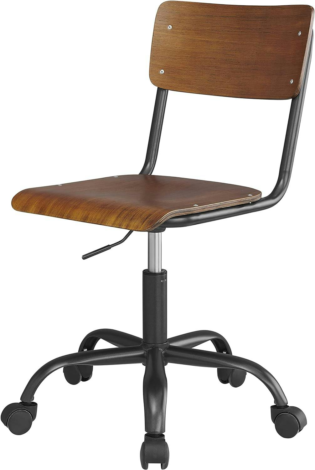 Adjustable Walnut & Metallic Gunmetal Office Chair