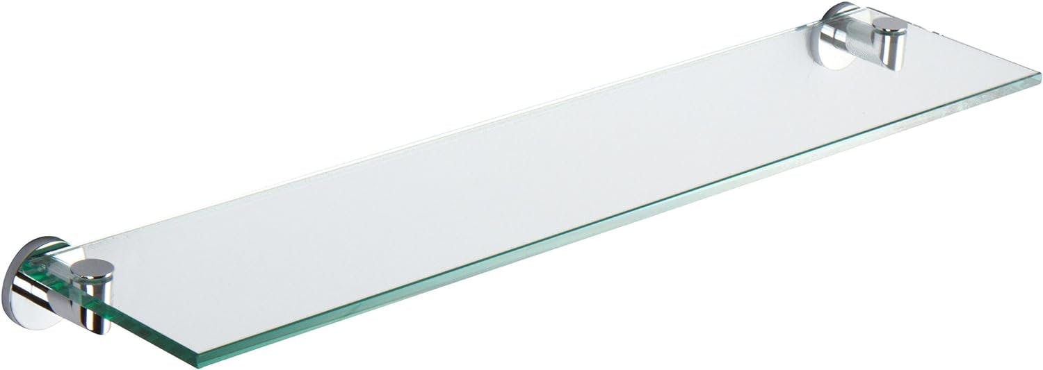 Kubic Minimalist 24" Polished Chrome Glass Shelf