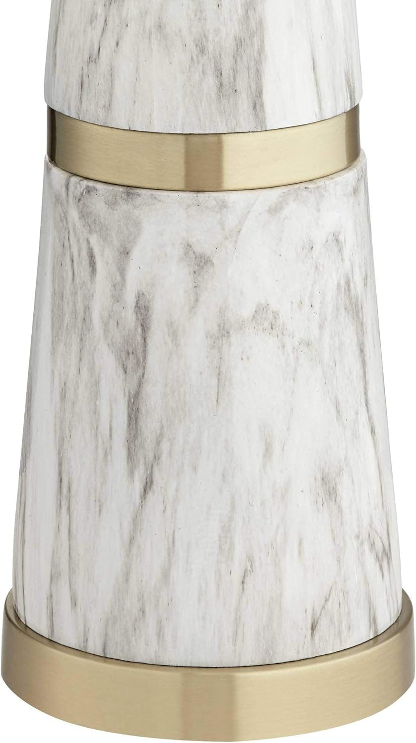 Irina White Faux Marble 29" Table Lamp with Gold Finish Accents
