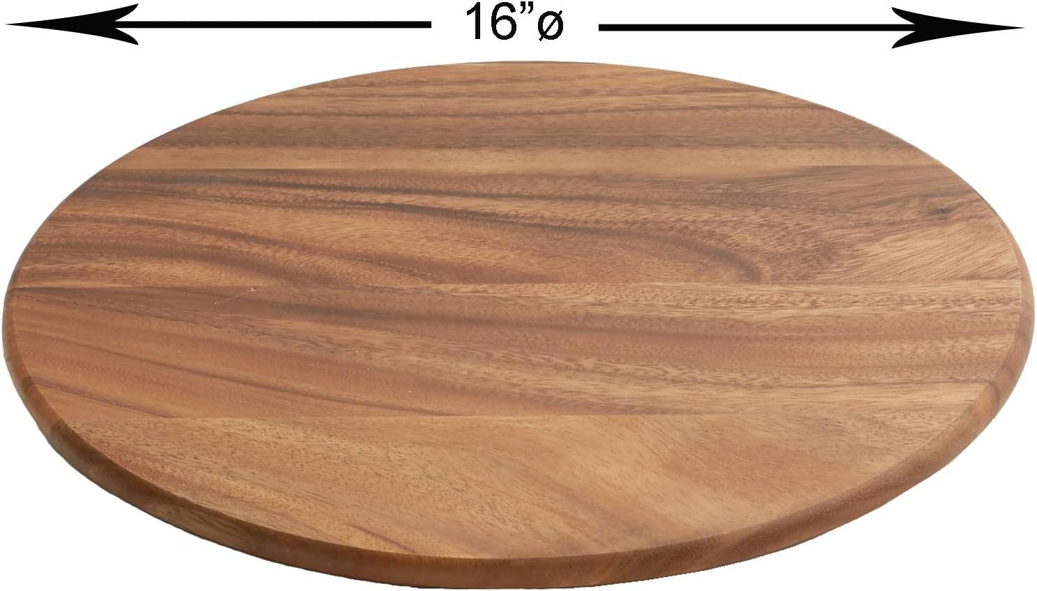 Eco-Friendly Acacia Wood 16" Lazy Susan with Stainless Steel Mechanism