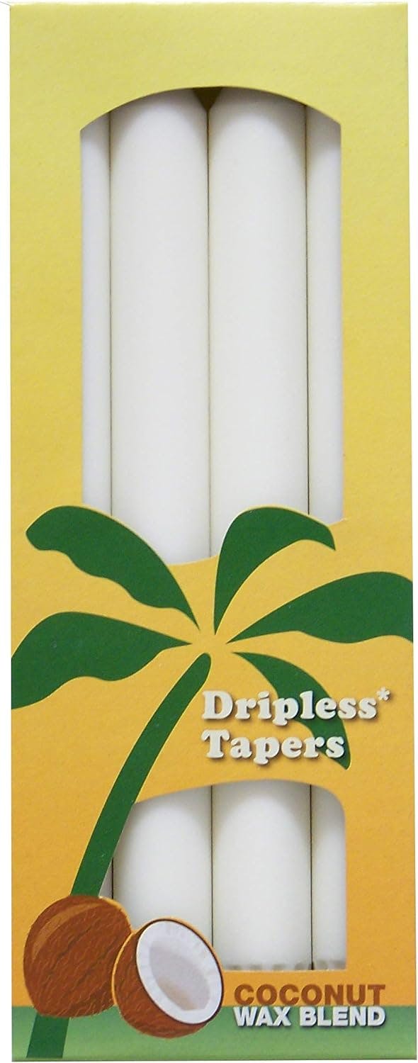 Elegant White Palm Wax Taper Candles, Set of 4